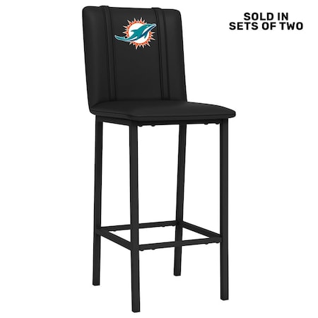 Dreamseat Bar Stool 500 with Miami Dolphins Primary Logo, 2PK XZ500BSDBLK-PSNFL20090A